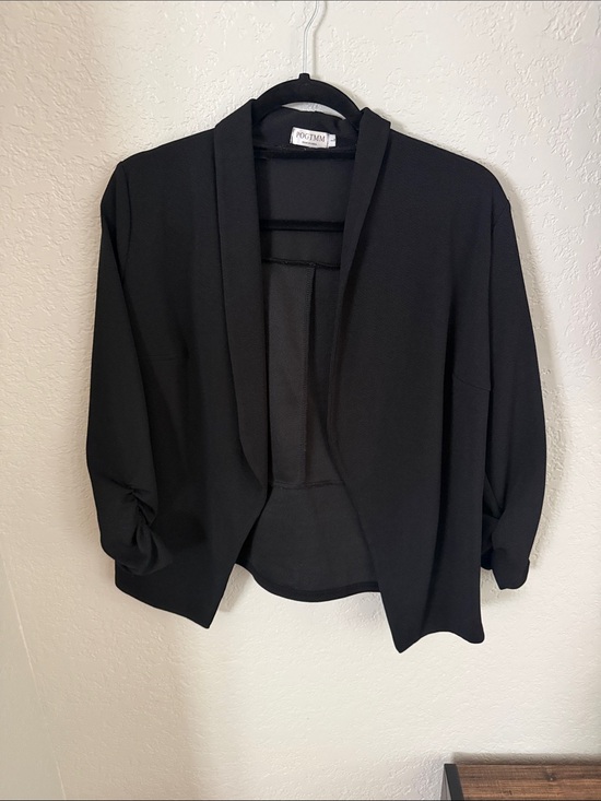 Pogtmm Sweaters - Pogtamm Black Open-Front Draped Shrug